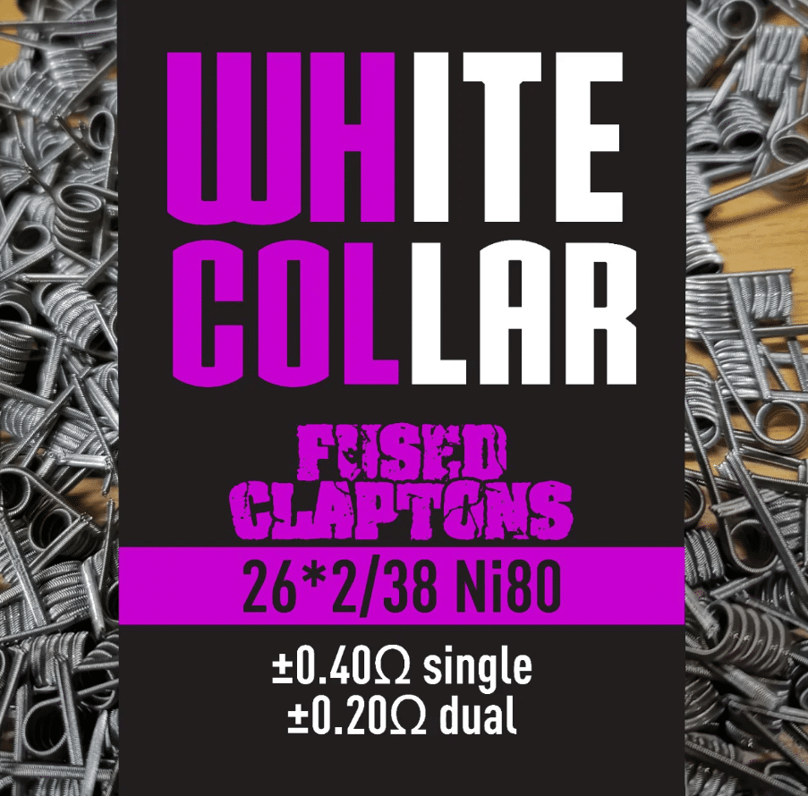 White Collar Coil Purple Fused Clapton (26*2/38) Ni80 (Set of 2)